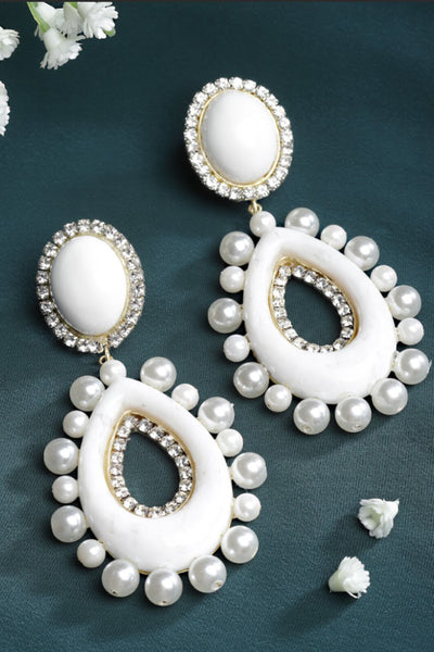 Bijoux by Priya Chandna Resin Danglers White jewellery indian designer wear online shopping melange singapore