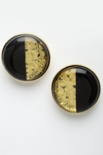 Bijoux by priya chandna Resin Studs In Black/Gold fashion imitation jewellery  indian designer wear online shopping melange singapore