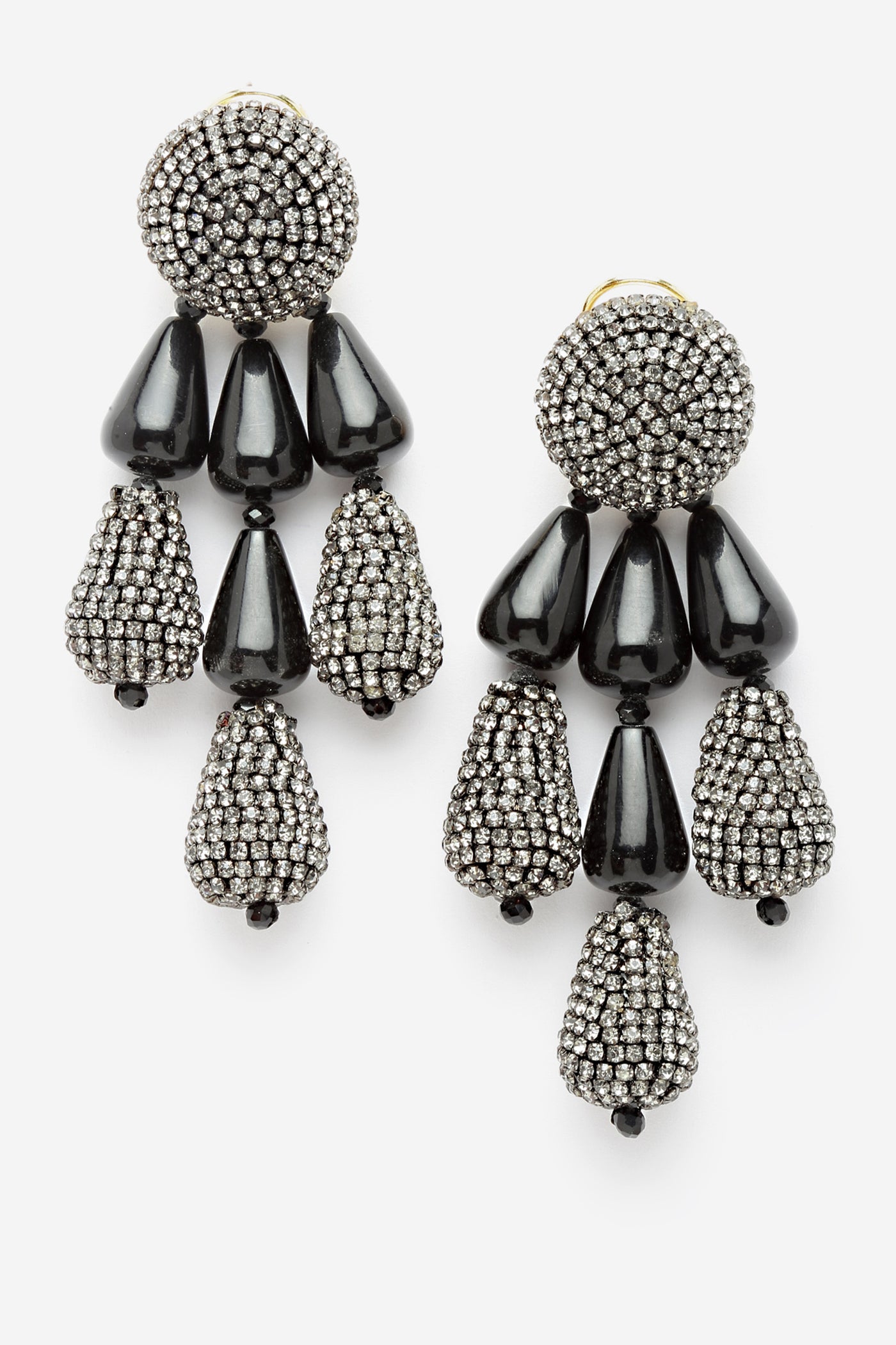 Bijoux by priya chandna Resin And Crystal Drop Earring In Black fashion imitation jewellery  indian designer wear online shopping melange singapore