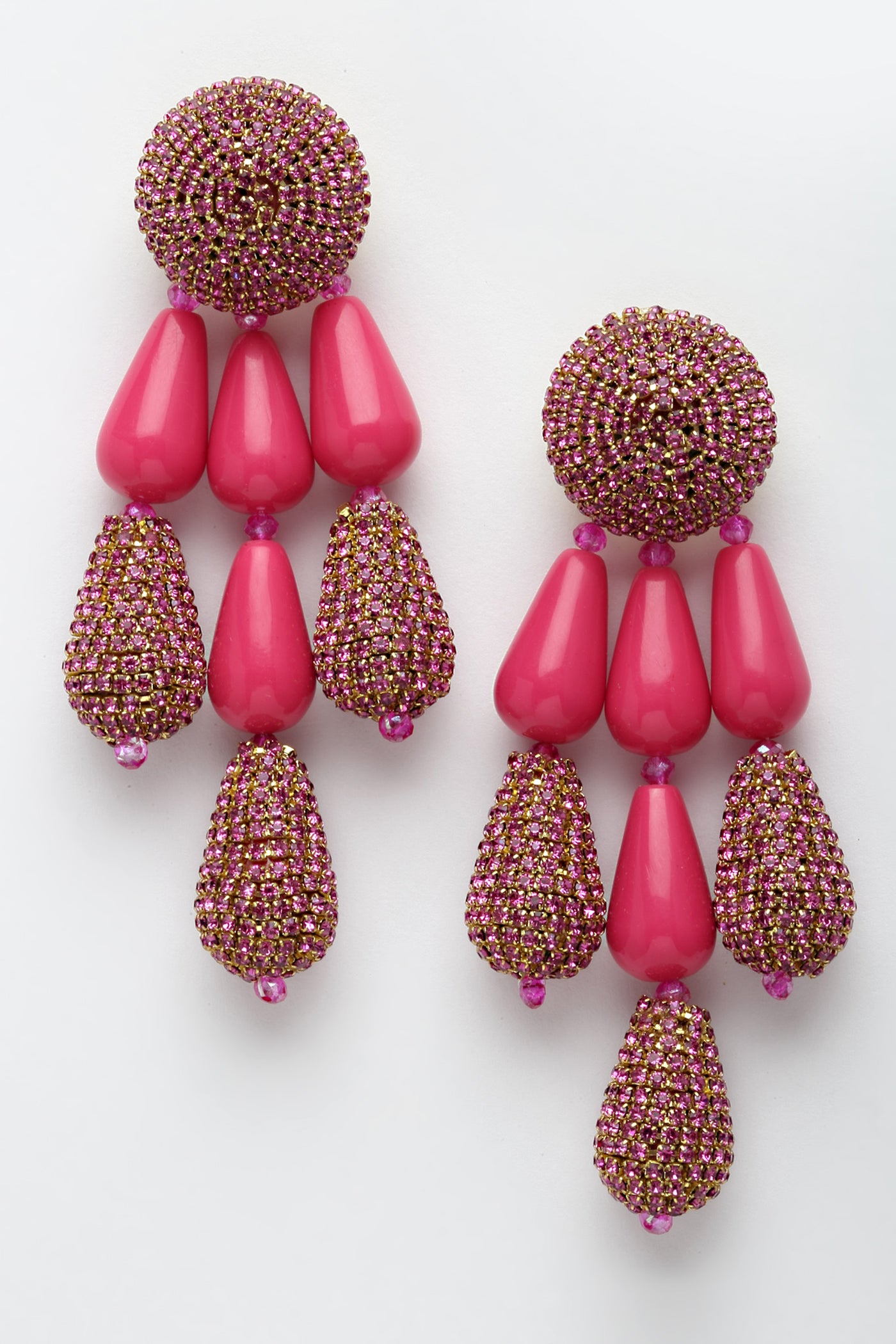 Bijoux by priya chandna Resin And Crystal Drop Earring In Fuchsia fashion imitation jewellery  indian designer wear online shopping melange singapore