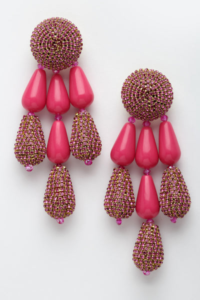 Bijoux by priya chandna Resin And Crystal Drop Earring In Fuchsia fashion imitation jewellery  indian designer wear online shopping melange singapore