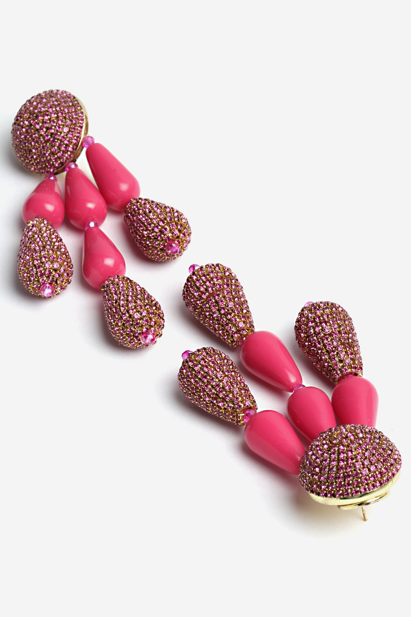 Bijoux by priya chandna Resin And Crystal Drop Earring In Fuchsia fashion imitation jewellery  indian designer wear online shopping melange singapore