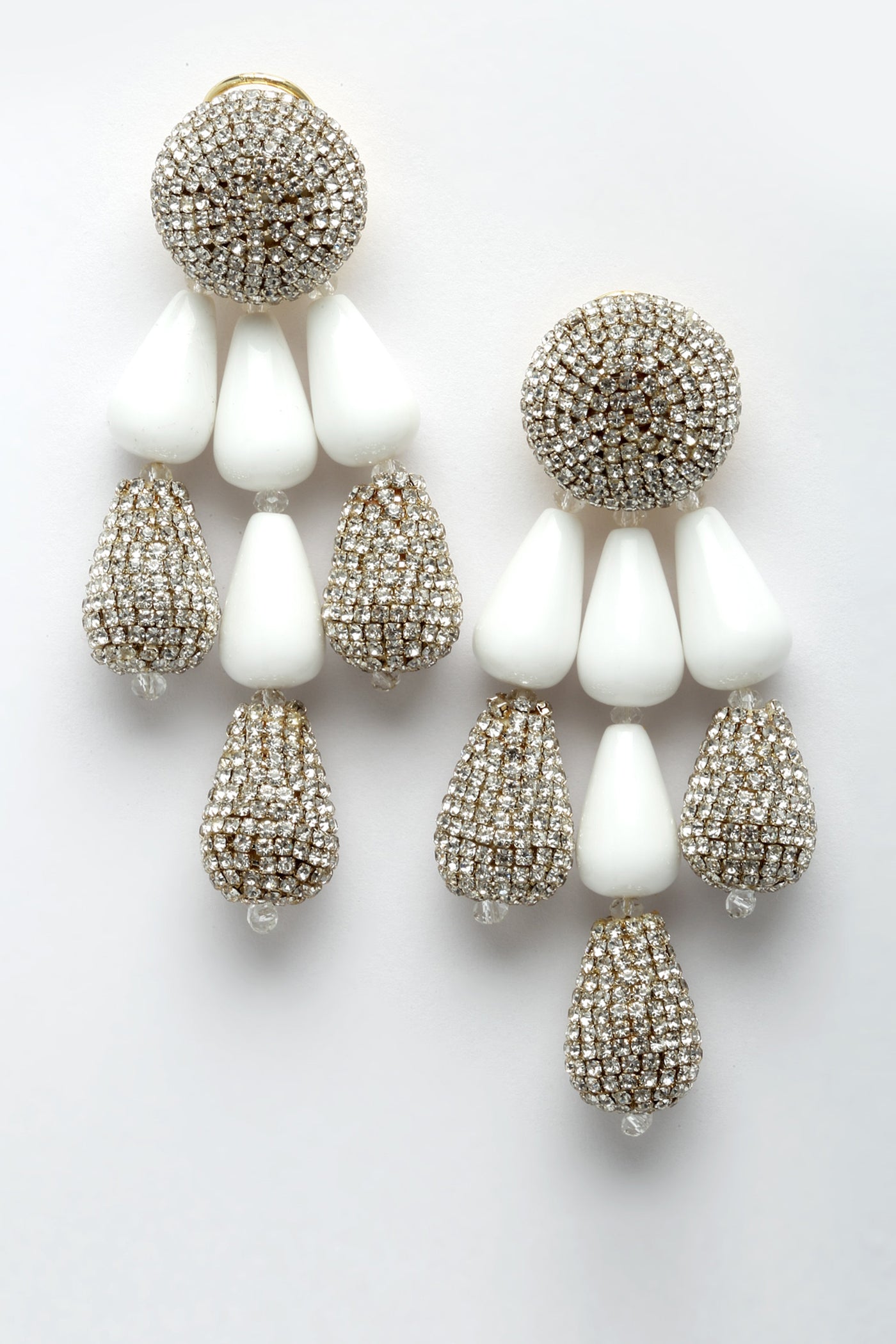 Bijoux by priya chandna Resin And Crystal Drop Earring In White fashion imitation jewellery  indian designer wear online shopping melange singapore