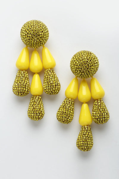 Bijoux by priya chandna Resin And Crystal Drop Earring In Yellow fashion imitation jewellery  indian designer wear online shopping melange singapore