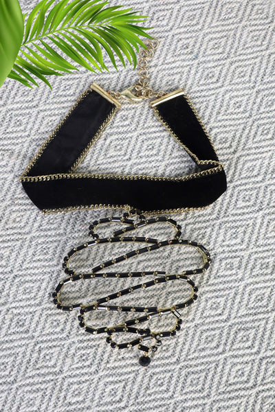 bijoux by priya chandna Serpentine Necklace In Black fashion jewellery melange singapore indian designer wear online shopping
