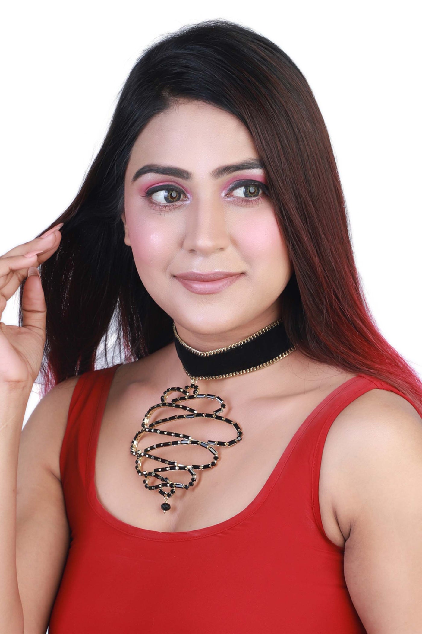 bijoux by priya chandna Serpentine Necklace In Black fashion jewellery melange singapore indian designer wear online shopping
