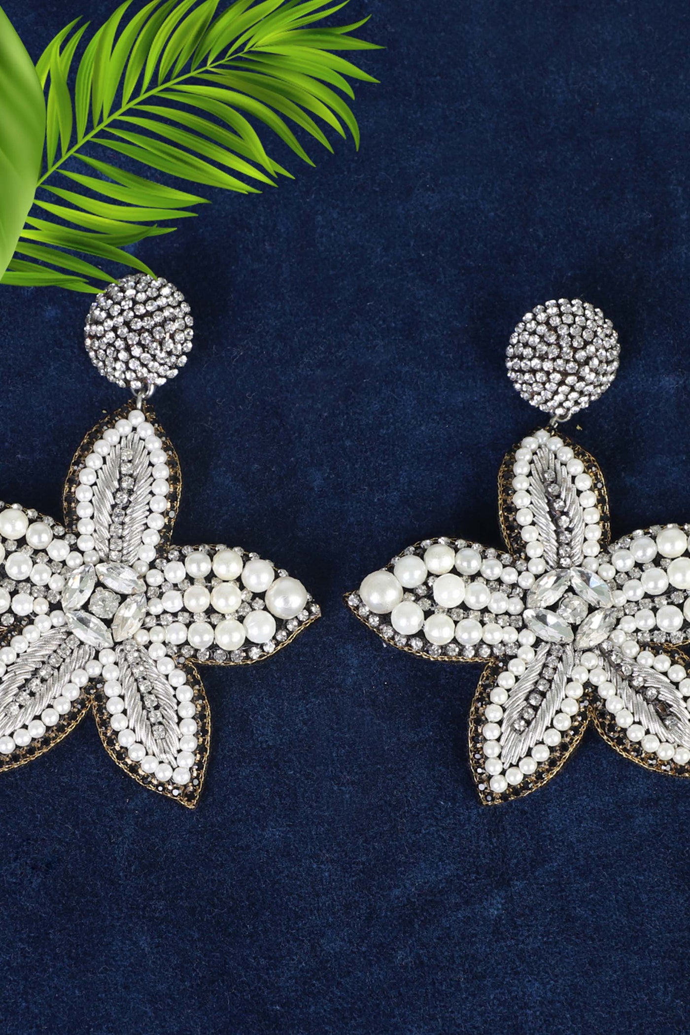 Bijoux by priya chanda Starry Pearl Earrings silver fashion jewellery online shopping melange singapore indian designer wear