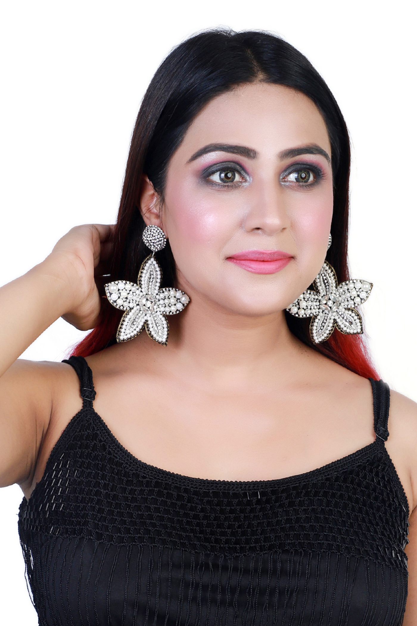 Bijoux by priya chanda Starry Pearl Earrings silver fashion jewellery online shopping melange singapore indian designer wear