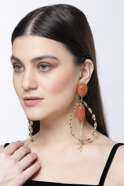 Bijoux by Priya Chandna Twirled Hoops Gold Orange jewellery indian designer wear online shopping melange singapore