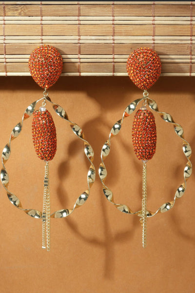 Bijoux by Priya Chandna Twirled Hoops Gold Orange jewellery indian designer wear online shopping melange singapore