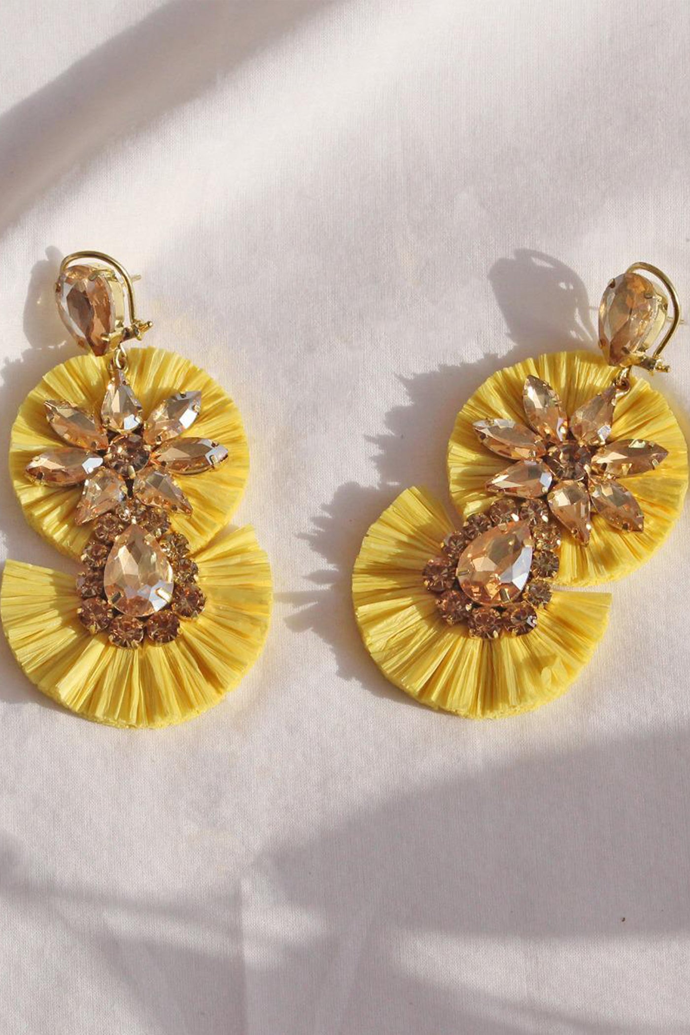 Yellow Rafia Earrings