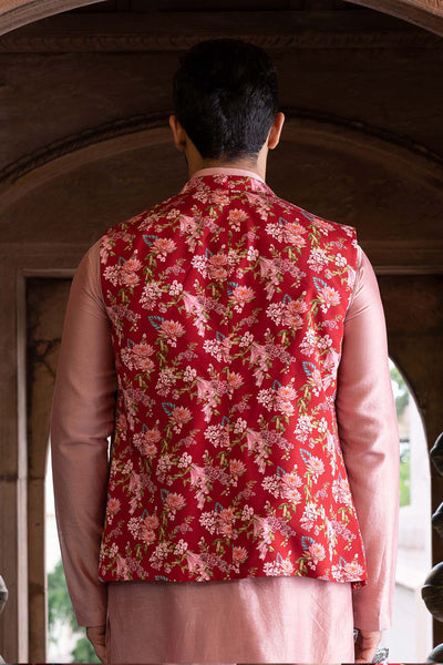 Chavvi Aggarwa Red Printed Bundi Online Shopping Melange Singapore Indian Designer Wear