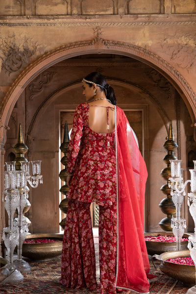 Chavvi Aggarwa Maroon Printed Sharara Set Online Shopping Melange Singapore Indian Designer Wear