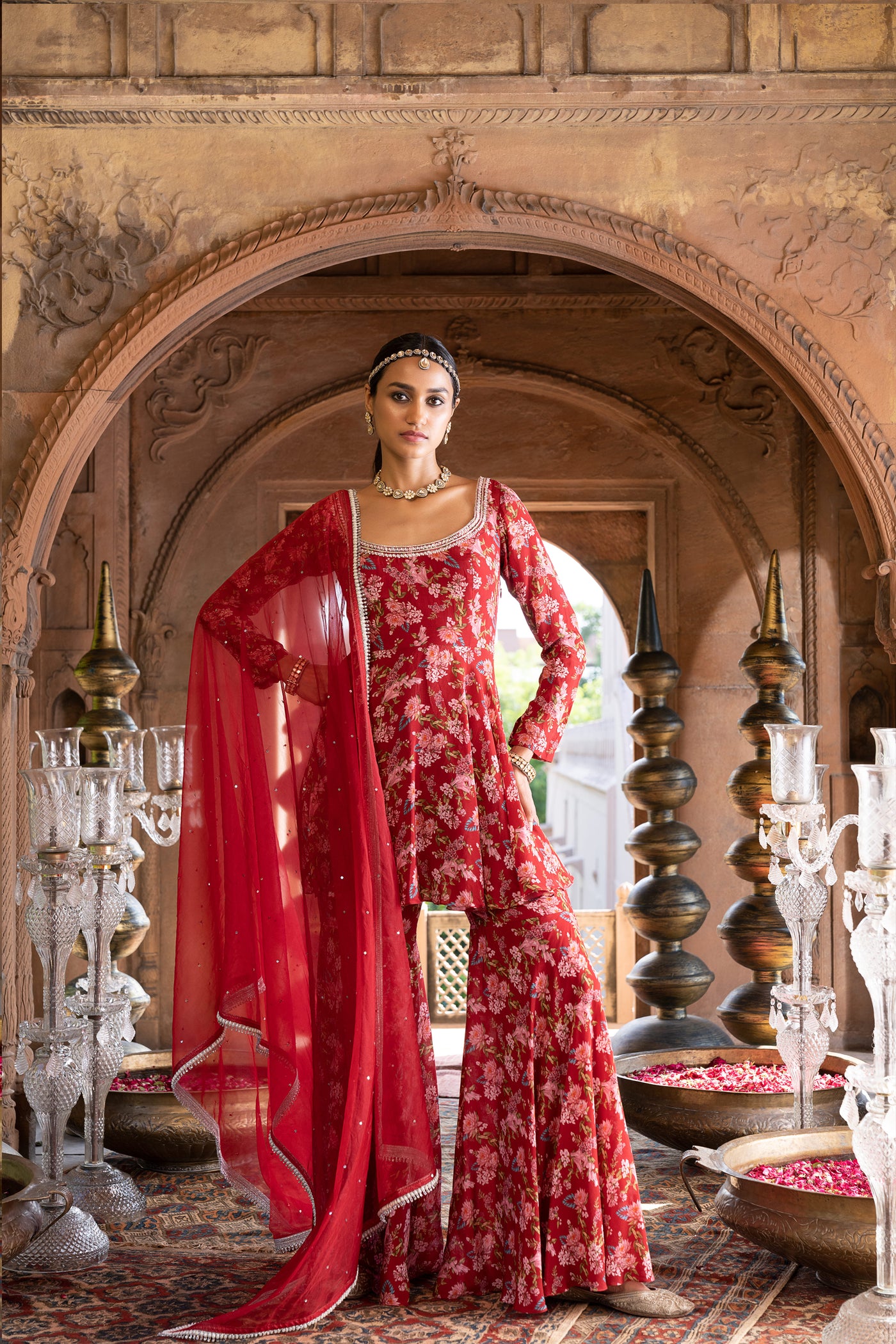 Chavvi Aggarwa Maroon Printed Sharara Set Online Shopping Melange Singapore Indian Designer Wear