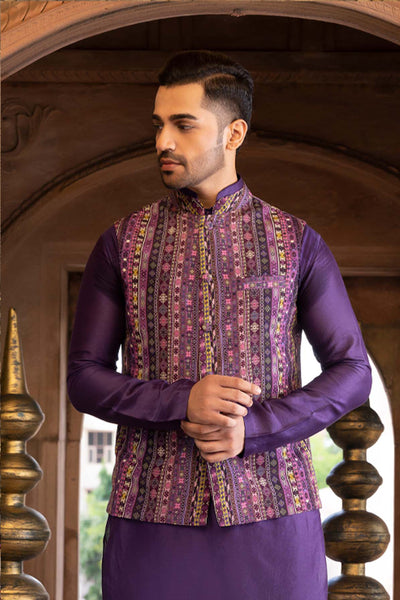 Chavvi Aggarwa Purple Printed Bundi Online Shopping Melange Singapore Indian Designer Wear