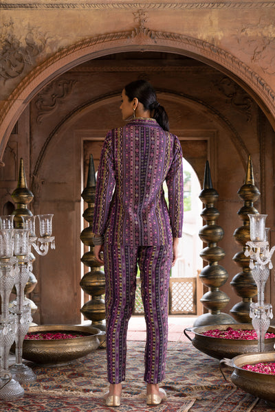 Chavvi Aggarwa Purple Printed Co-Ord Set Online Shopping Melange Singapore Indian Designer Wear