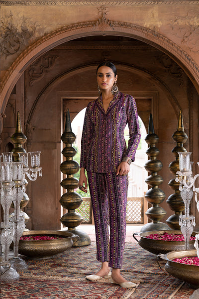 Chavvi Aggarwa Purple Printed Co-Ord Set Online Shopping Melange Singapore Indian Designer Wear