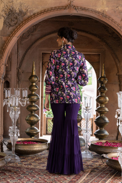 Chavvi Aggarwa Purple Printed Jacket and Sharara Online Shopping Melange Singapore Indian Designer Wear