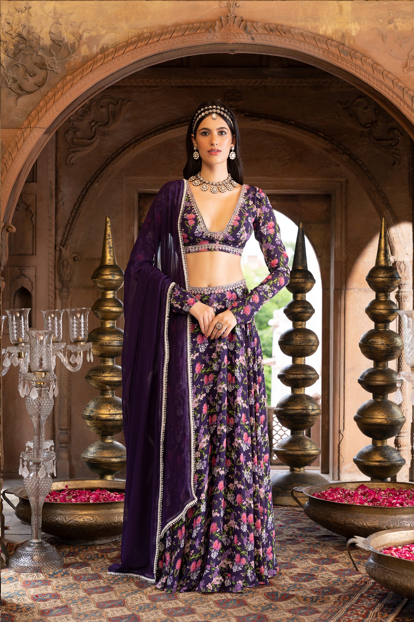 Chavvi Aggarwa Purple Printed Lehenga Set Online Shopping Melange Singapore Indian Designer Wear