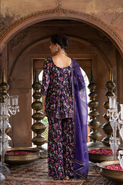 Chavvi Aggarwa Purple Printed Sharara Set Online Shopping Melange Singapore Indian Designer Wear