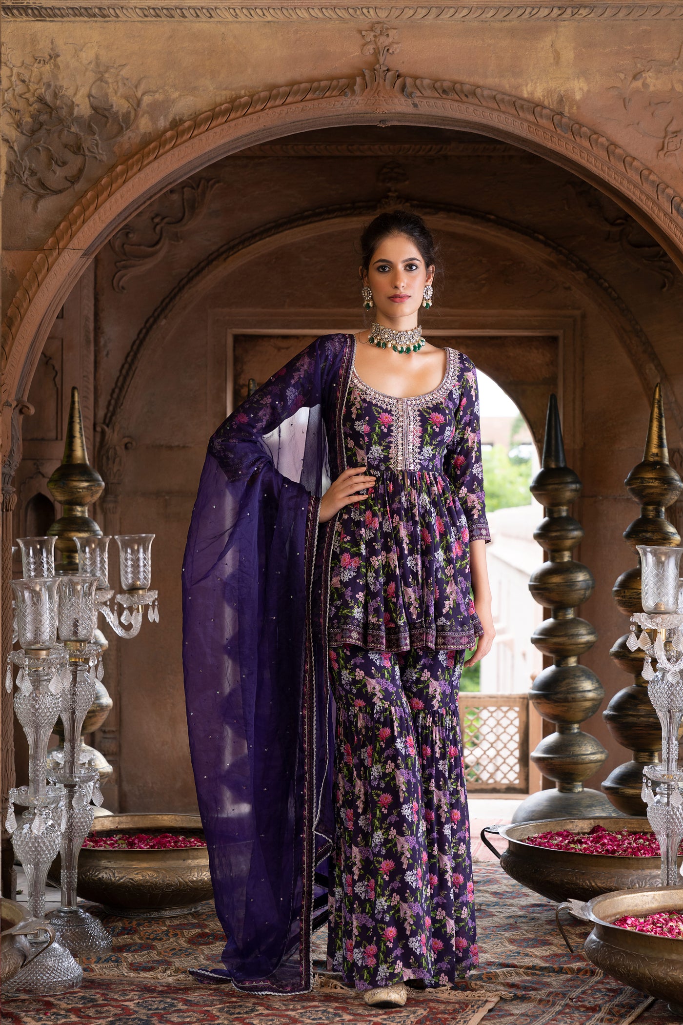 Chavvi Aggarwa Purple Printed Sharara Set Online Shopping Melange Singapore Indian Designer Wear