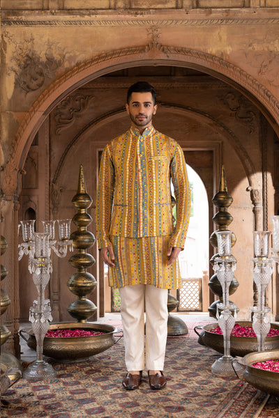 Chavvi Aggarwa Yellow Printed Bundi Set Online Shopping Melange Singapore Indian Designer Wear