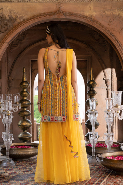 Chavvi Aggarwa Yellow Printed Kurta With Palazzo Online Shopping Melange Singapore Indian Designer Wear