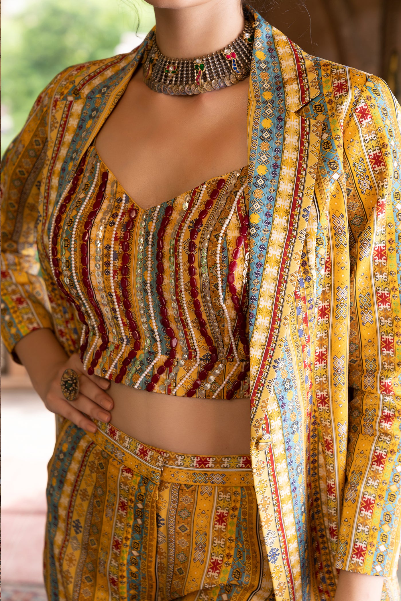 Chavvi Aggarwa Yellow Printed Pant Suit With Inner Online Shopping Melange Singapore Indian Designer Wear
