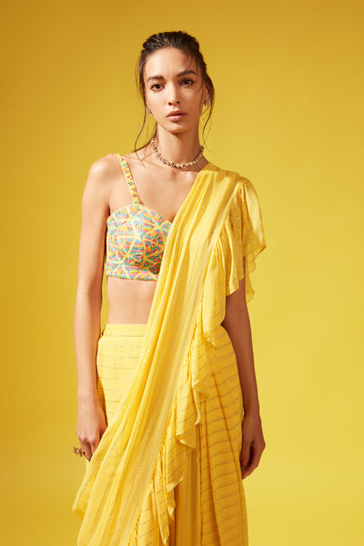 Chamee and Palak Etsu Pre-stitched Saree indian designer wear online shopping melange singapore