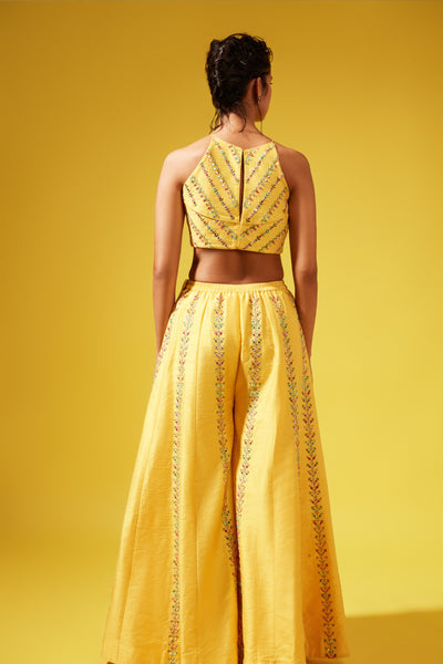 Chamee and Palak Gina Yellow Pallazo indian designer wear online shopping melange singapore