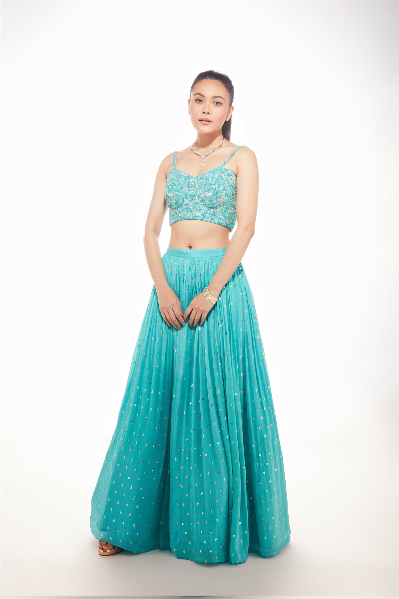Chamee and Palak Gul Rushing Skirt indian designer wear online shopping melange singapore