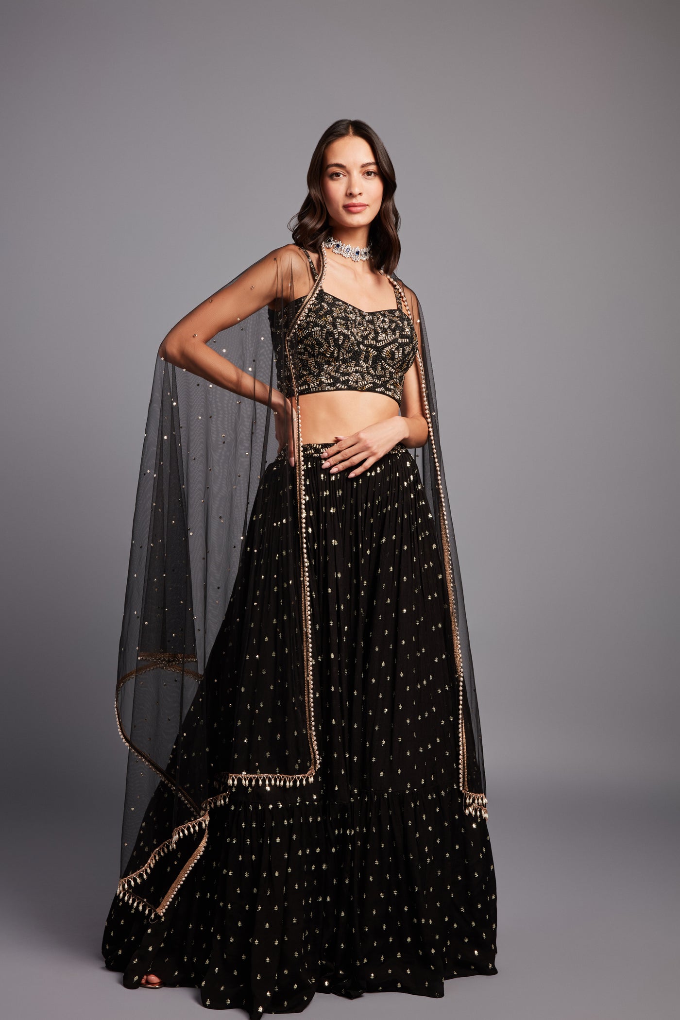 Chamee and Palak Gul Tiered Skirt indian designer wear online shopping melange singapore