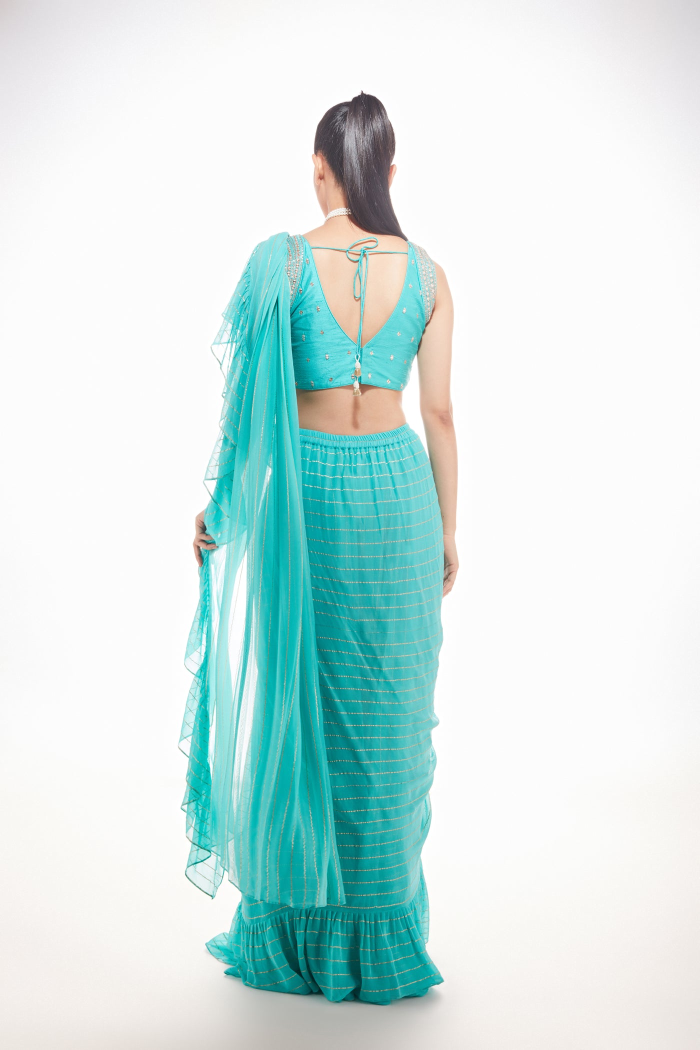 Chamee and Palak Honey dew ruffle saree indian designer wear online shopping melange singapore