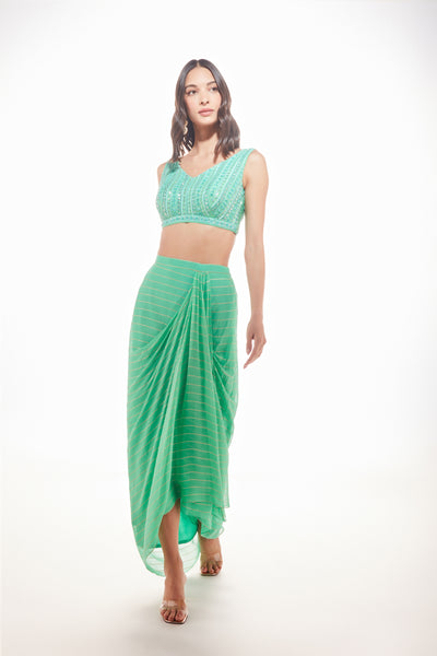 Chamee and Palak Julia cape with drape skirt indian designer wear online shopping melange singapore