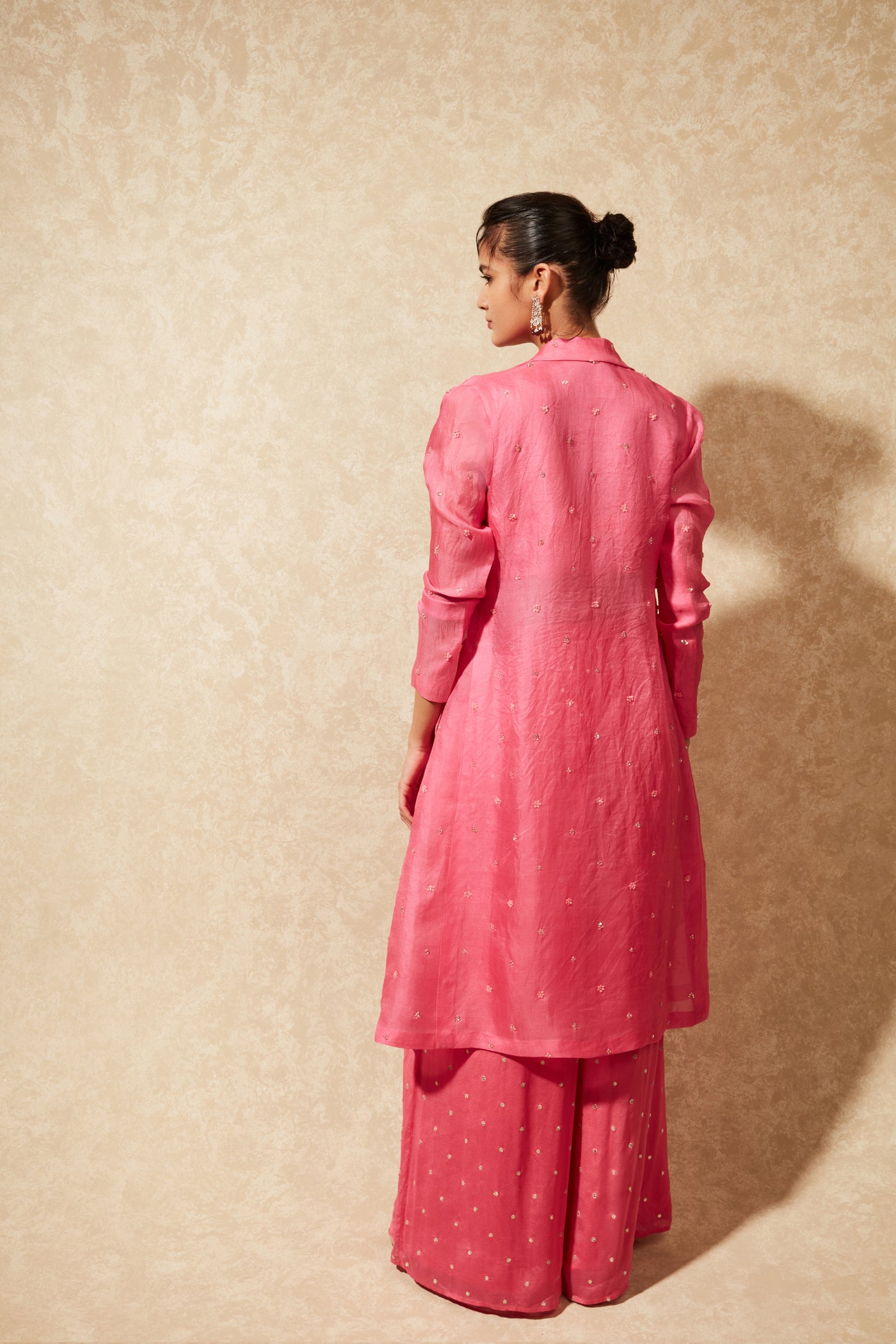 Chamee and Palak June Organza Trench Jacket And Flared Pants indian designer wear online shopping melange singapore