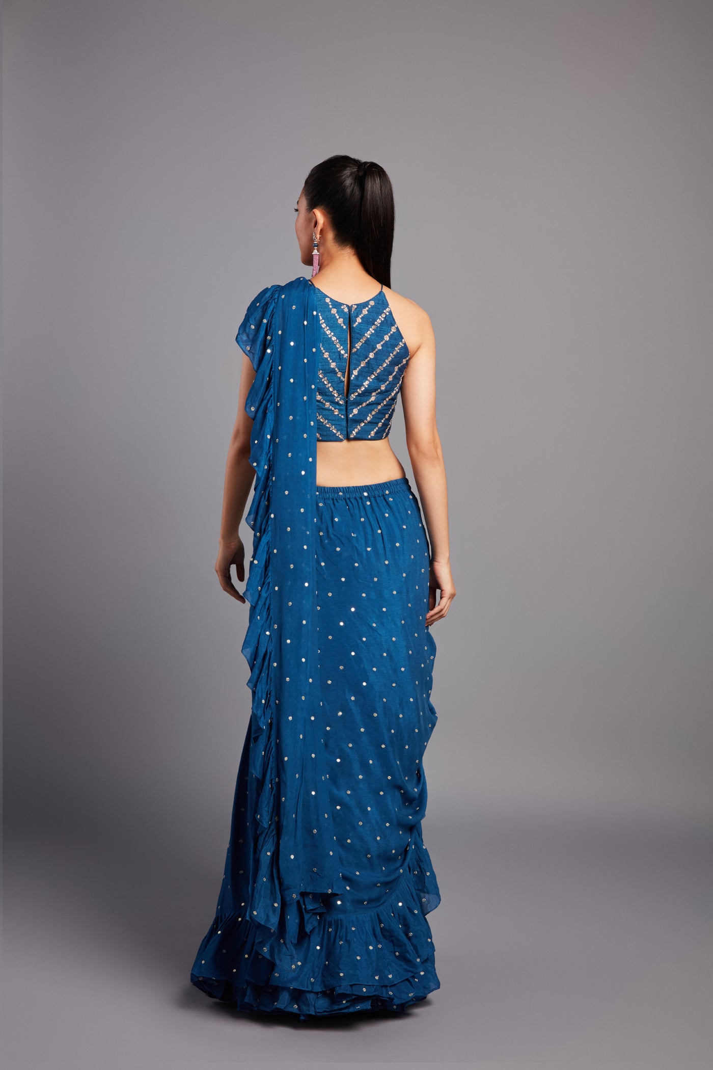 Chamee and Palak Kim Ruffle Saree indian designer wear online shopping melange singapore