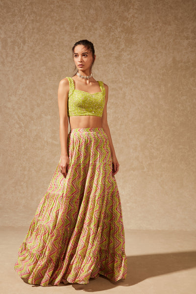 Chamee and Palak Luca Tiered Skirt indian designer wear online shopping melange singapore