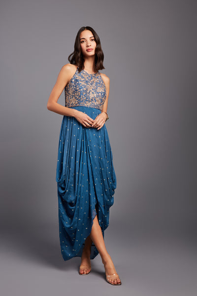 Chamee and Palak Mehek Drape Dress indian designer wear online shopping melange singapore