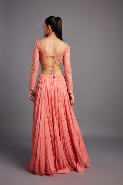 Chamee and Palak Mirai Set In Peach indian designer wear online shopping melange singapore