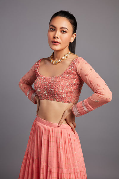 Chamee and Palak Mirai Set In Peach indian designer wear online shopping melange singapore
