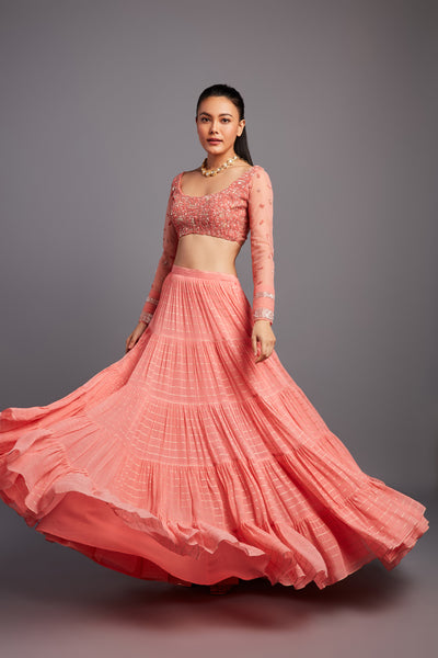 Chamee and Palak Mirai Set In Peach indian designer wear online shopping melange singapore