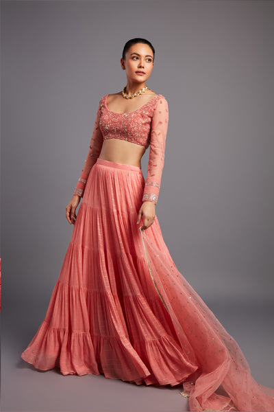 Chamee and Palak Mirai Set In Peach indian designer wear online shopping melange singapore