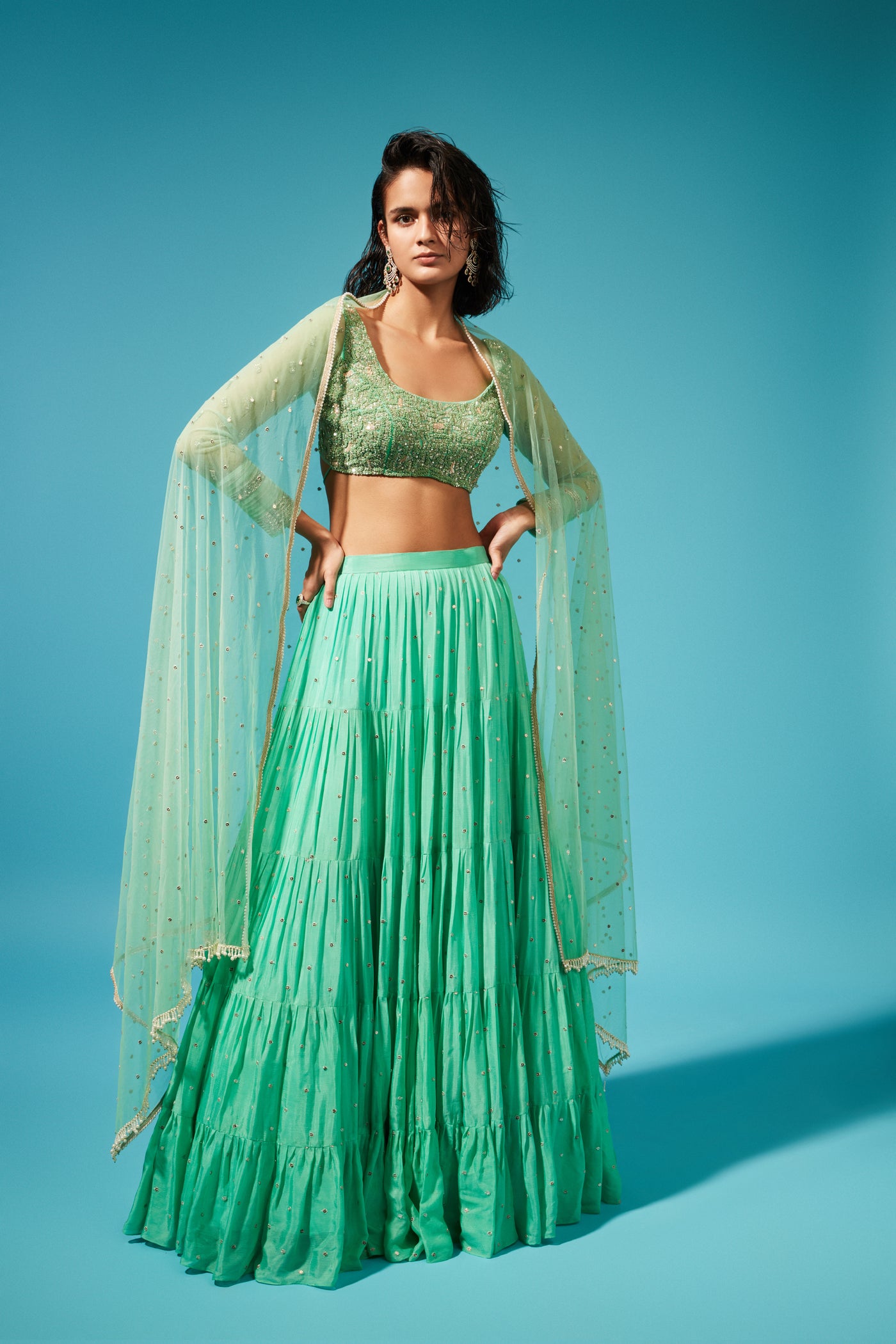 Chamee and Palak Mirai Tiered Skirt indian designer wear online shopping melange singapore