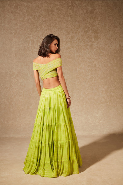Chamee and Palak Miyu Off Shoulder Blouse And Skirt indian designer wear online shopping melange singapore