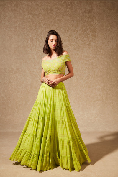 Chamee and Palak Miyu Off Shoulder Blouse And Skirt indian designer wear online shopping melange singapore