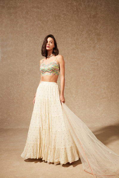 Chamee and Palak Sayuri Thread Work Blouse And Skirt indian designer wear online shopping melange singapore