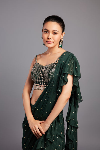 Chamee and Palak Varonica Ruffle Saree indian designer wear online shopping melange singapore