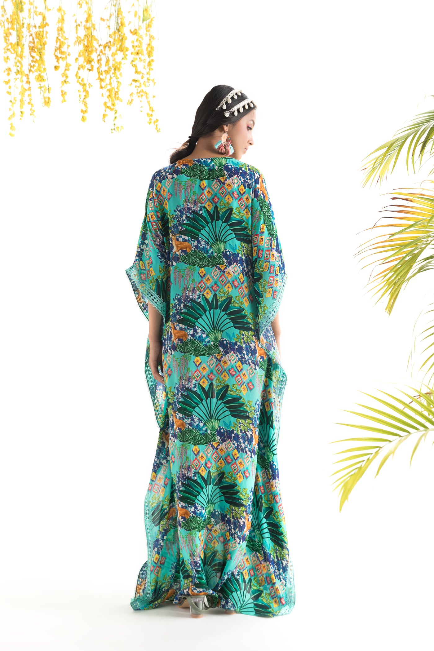 Chhavvi Aggarwal Aqua Printed kaftan indian designer online shopping melange singapore