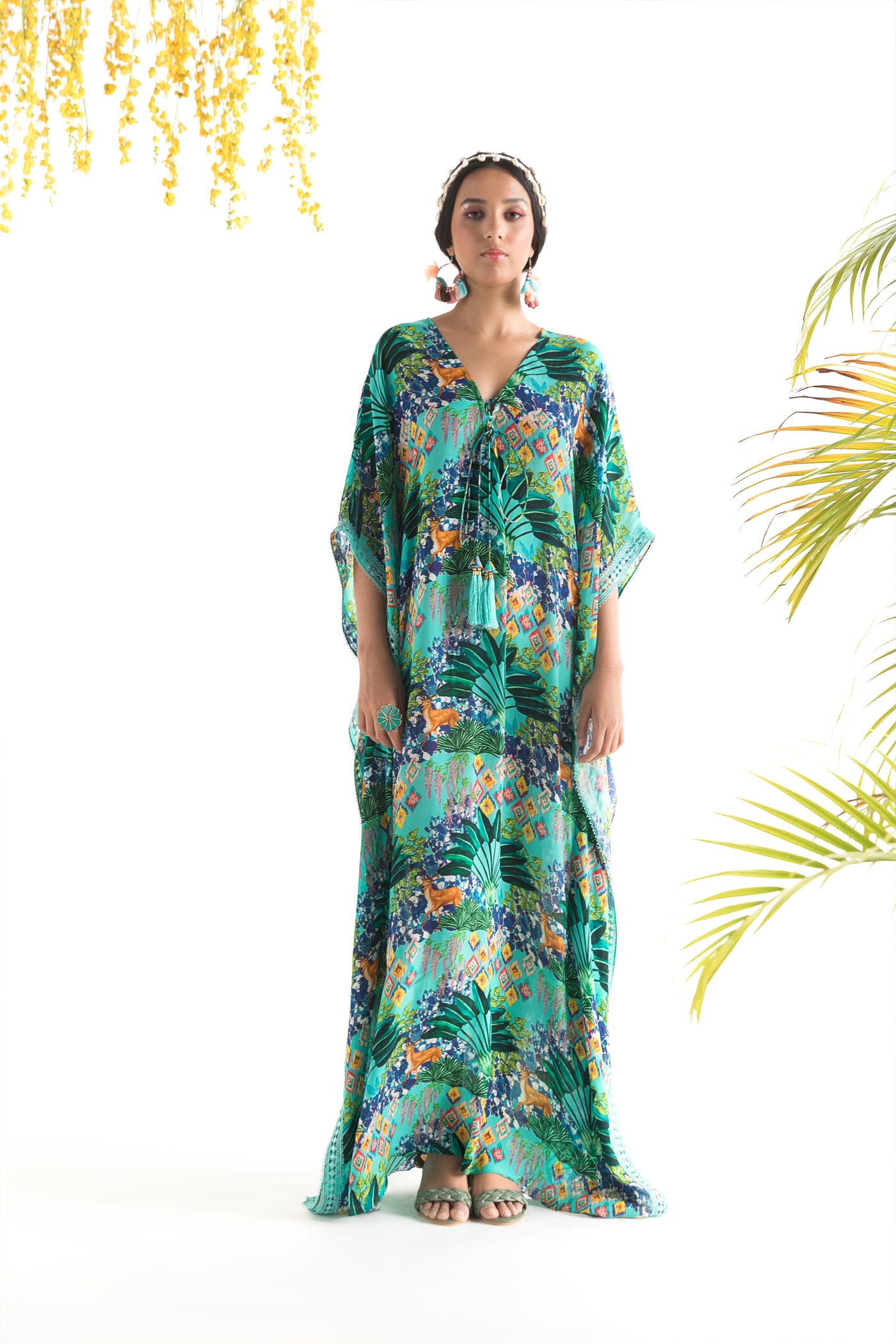 Chhavvi Aggarwal Aqua Printed kaftan indian designer online shopping melange singapore