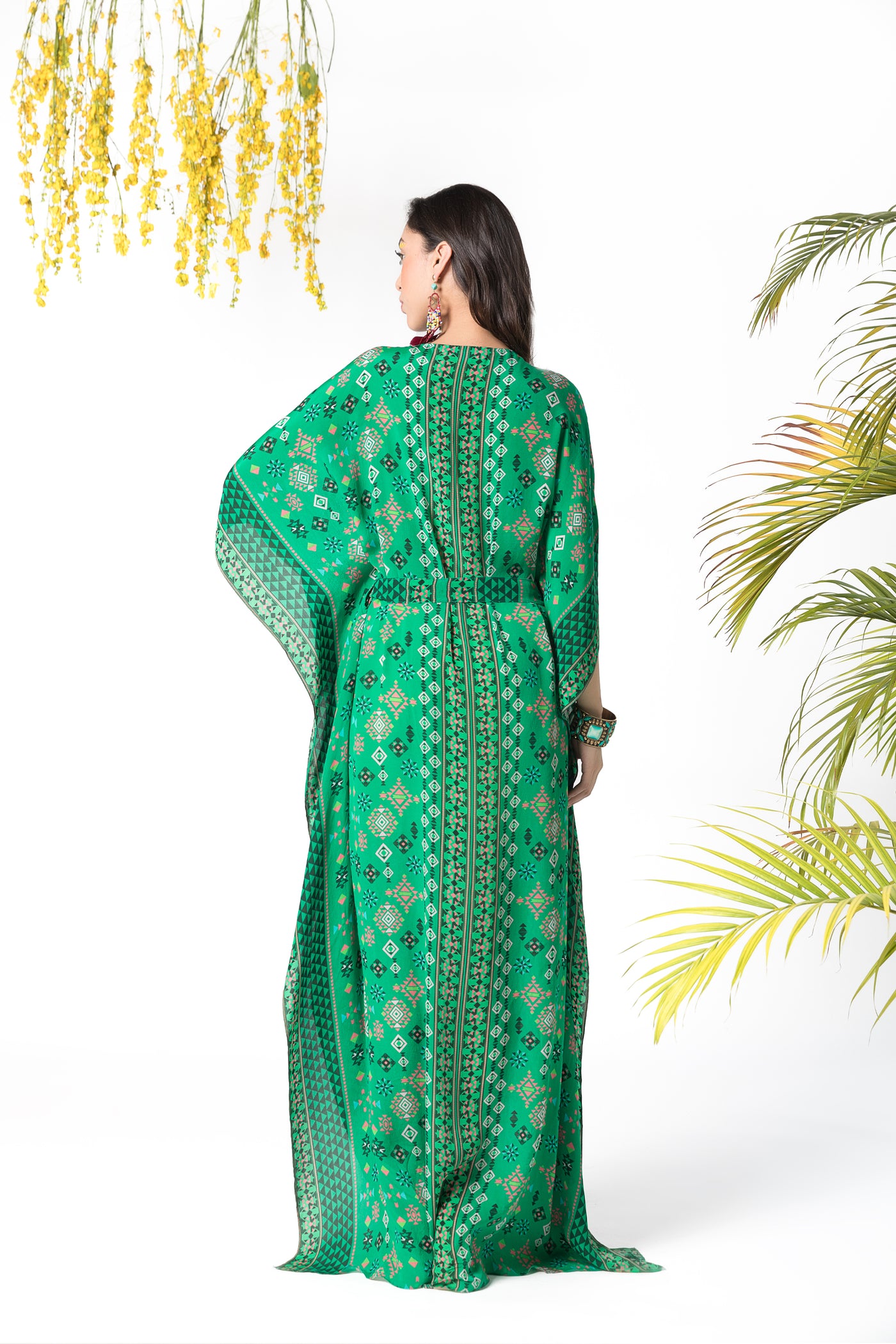 Chhavvi Aggarwal Green printed kaftan indian designer online shopping melange singapore